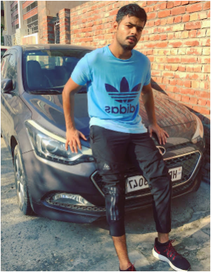 Sahil Badal with his car