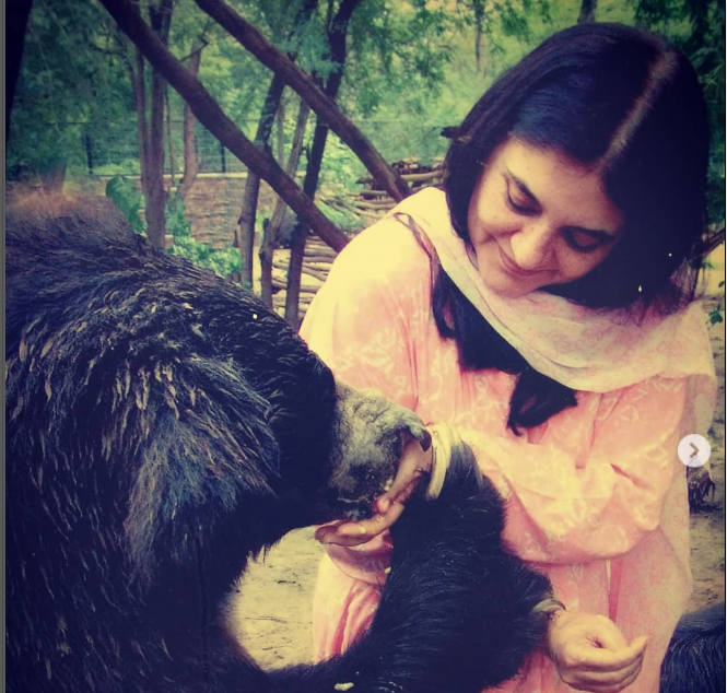 Maneka Gandhi photo shows her animal love