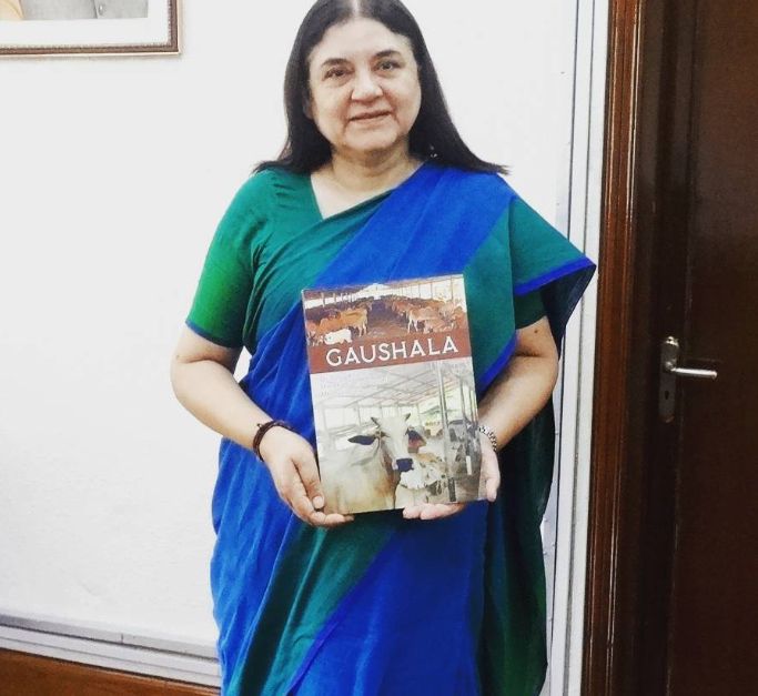 Maneka Gandhi photo with her book Gausala