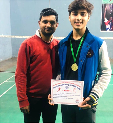 Raj Grover with his badminton coach