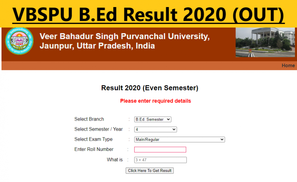 Vbspu B Ed Result 2020 2nd 4th Semester Exam Date Download