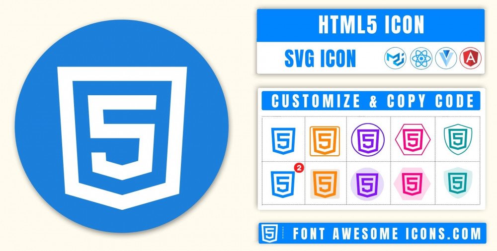 Html5 Icon SVG Code Download Path HTML