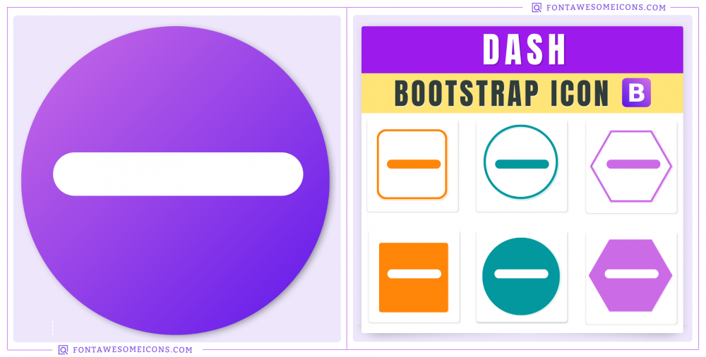 Bootstrap Dash Icon (Minus) Bi Bi Dash Icon Code, HTML, CSS, Color