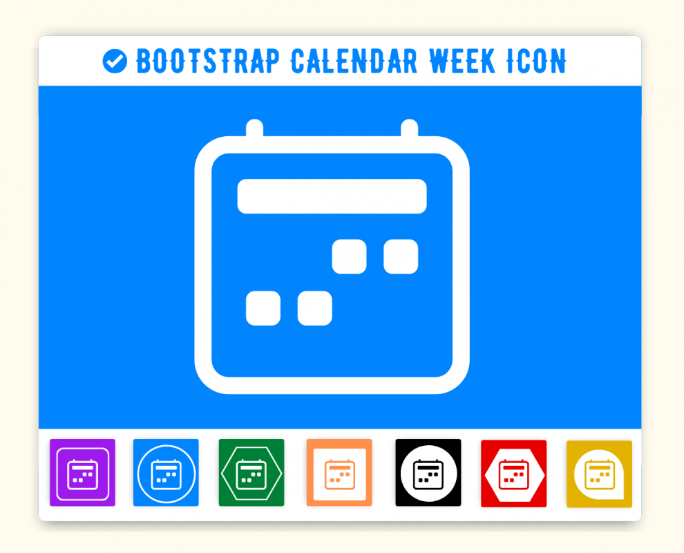 Bootstrap Calendar Week Icon Bi Bi Calendar Week Icon Code, HTML, CSS