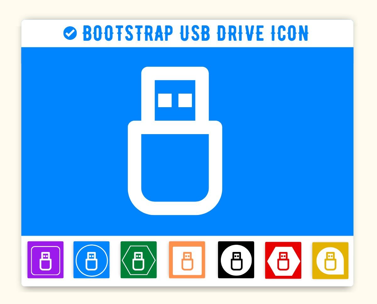 Bootstrap Usb Drive Icon | Bi Bi Usb Drive Icon Code, CSS, HTML, Color