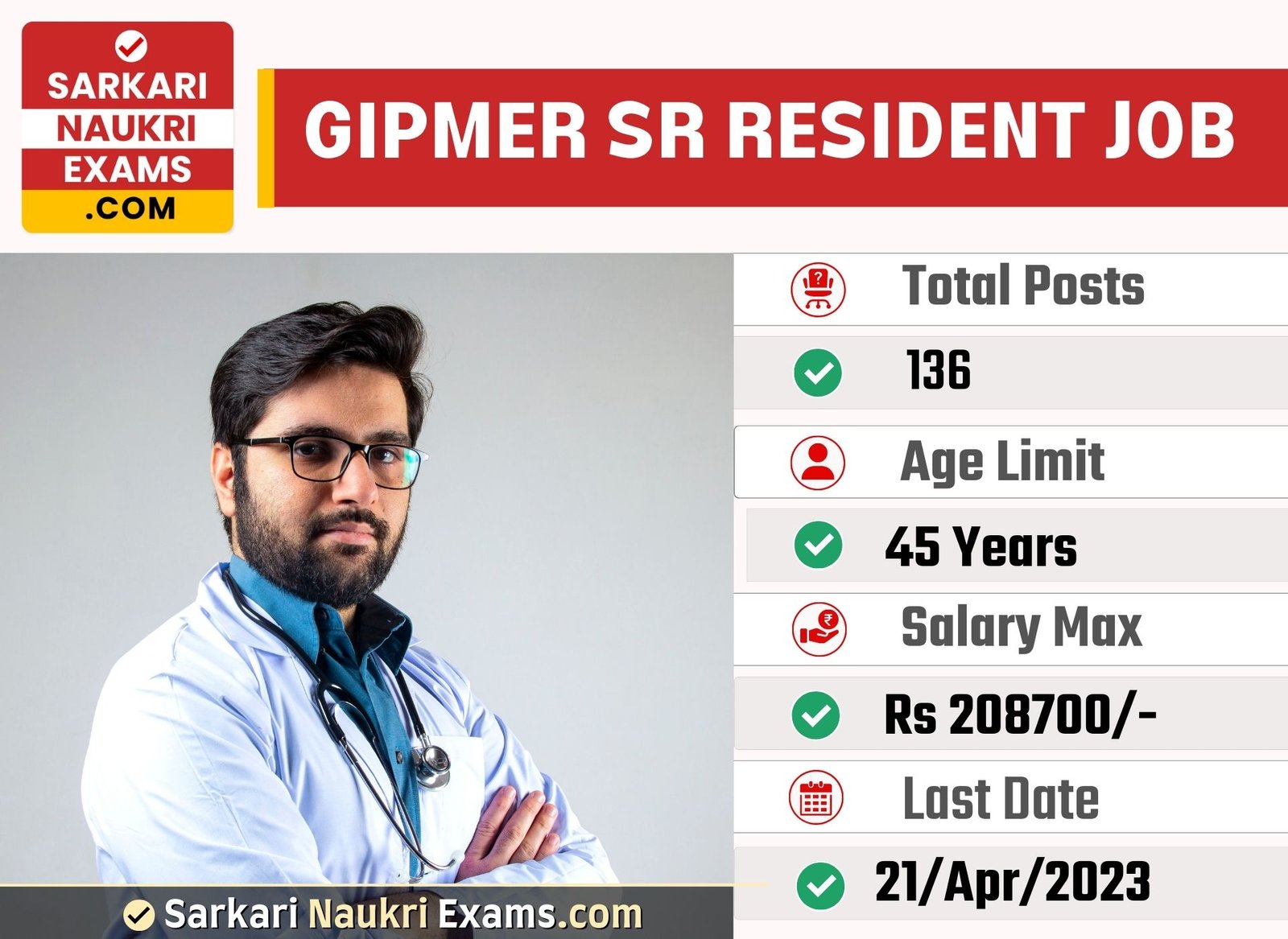 GIPMER Sr Resident Recruitment Form 2023 | Last Date 21 April