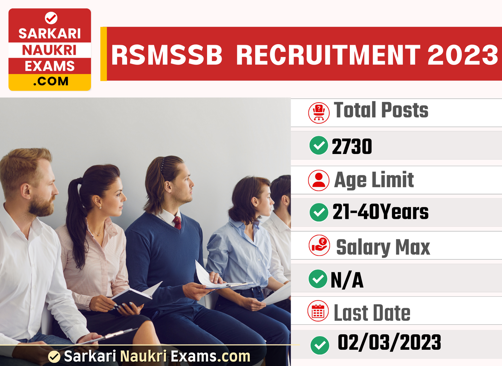 RSMSSB Informatics Assistant Recruitment 2023 | Online Form 