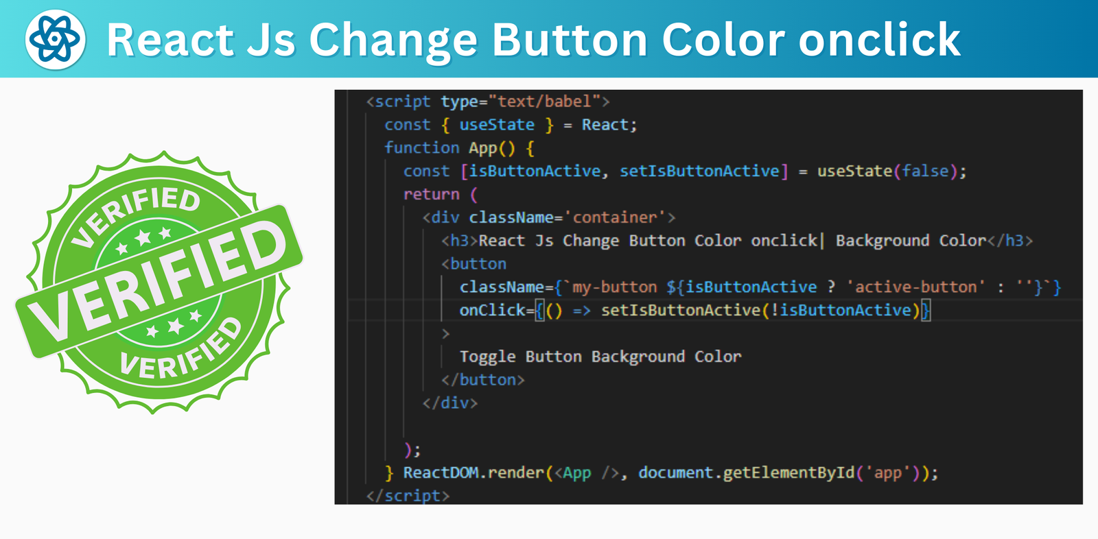 React Js Change Button Color on Click