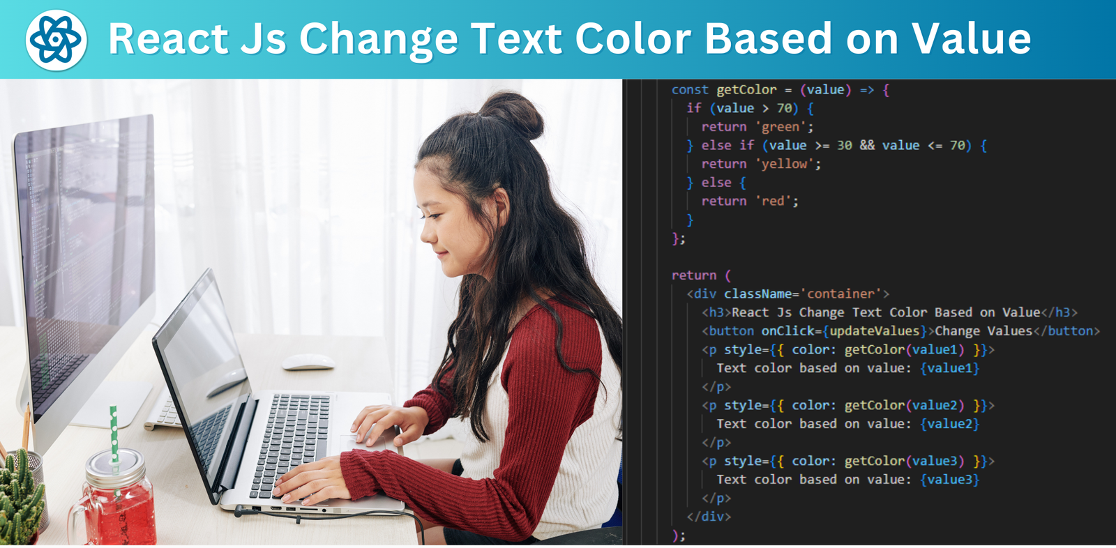 React Js Change Text Color Based on Value