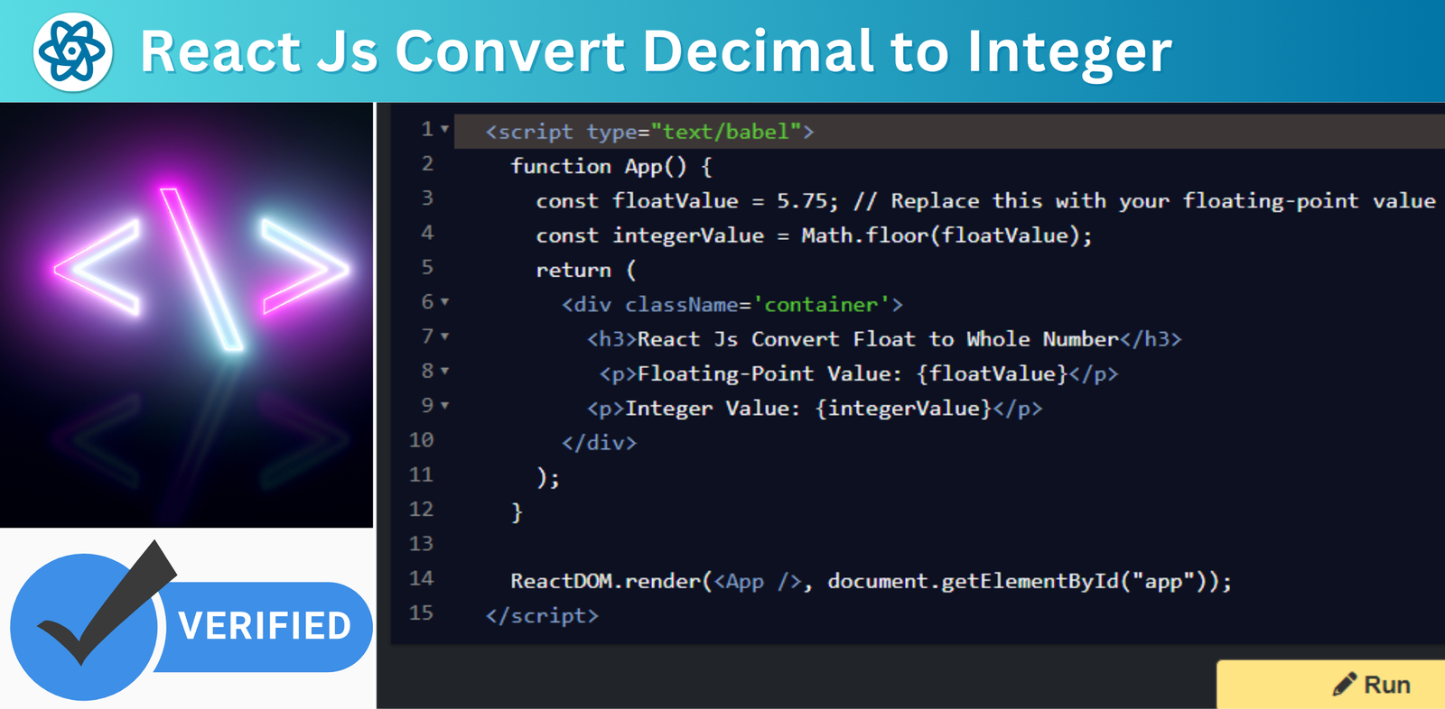 React Js Convert Decimal / Float Number to Whole / Integer