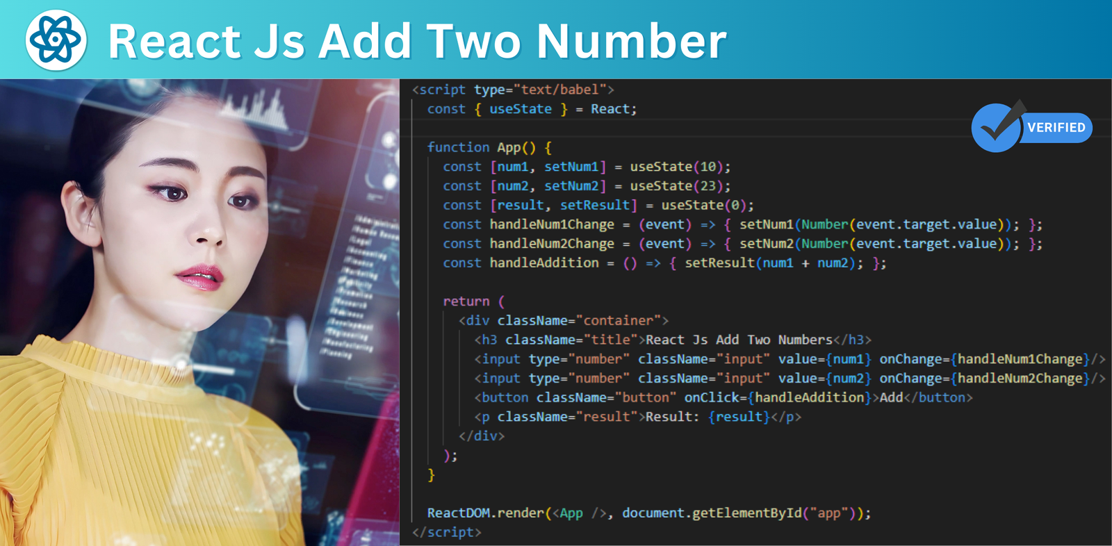 Add Two Numbers in React Js