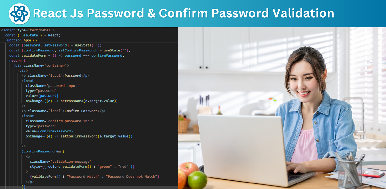 React js Confirm Password Validation
