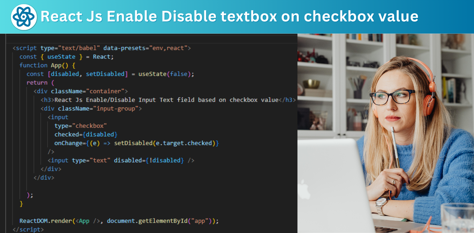 React Js Enable Disable Textbox on Checkbox Value