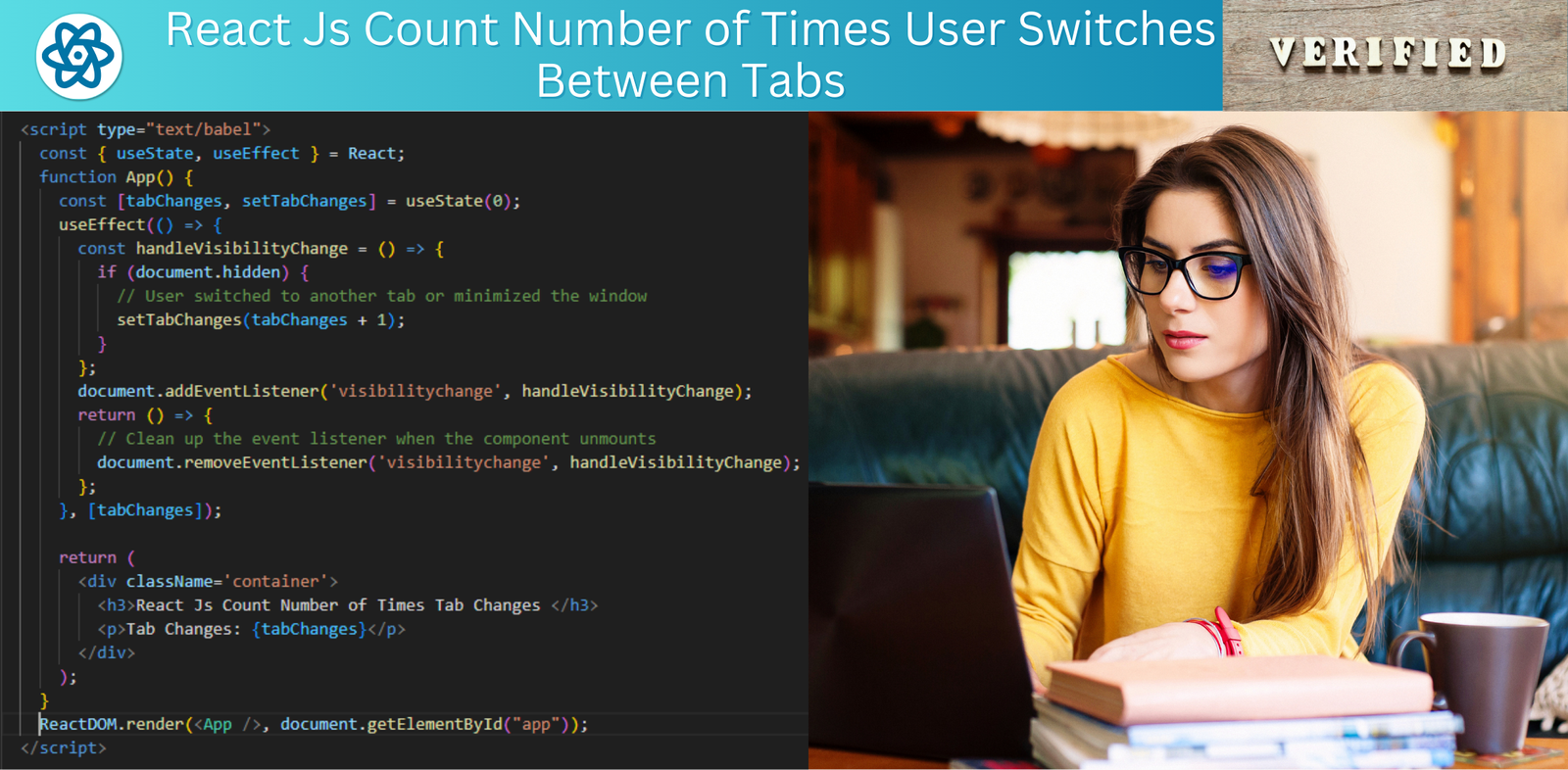 React Js Count Number of Times User Switches Between Tabs 