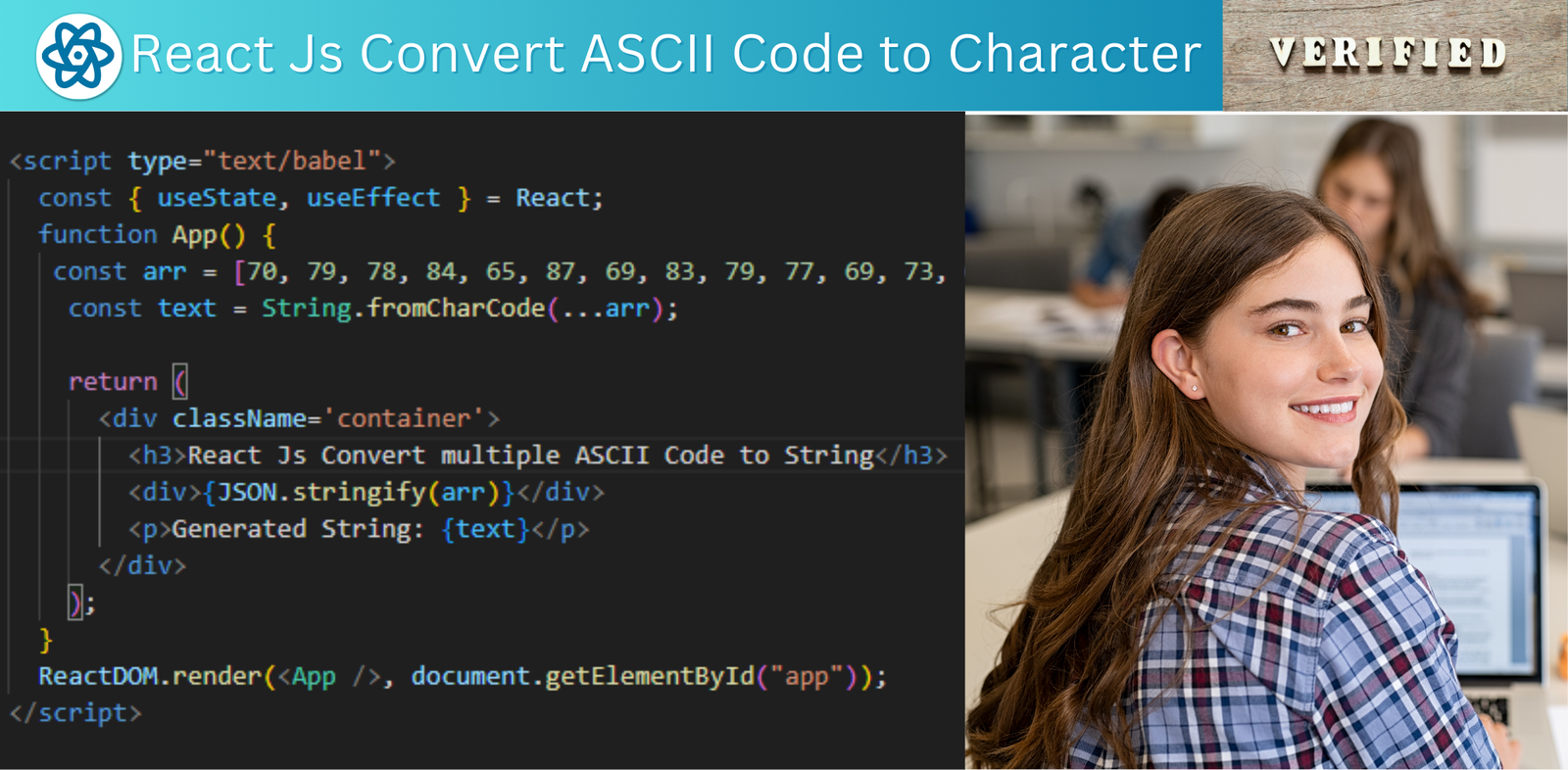 React Js Convert ASCII Code to Character