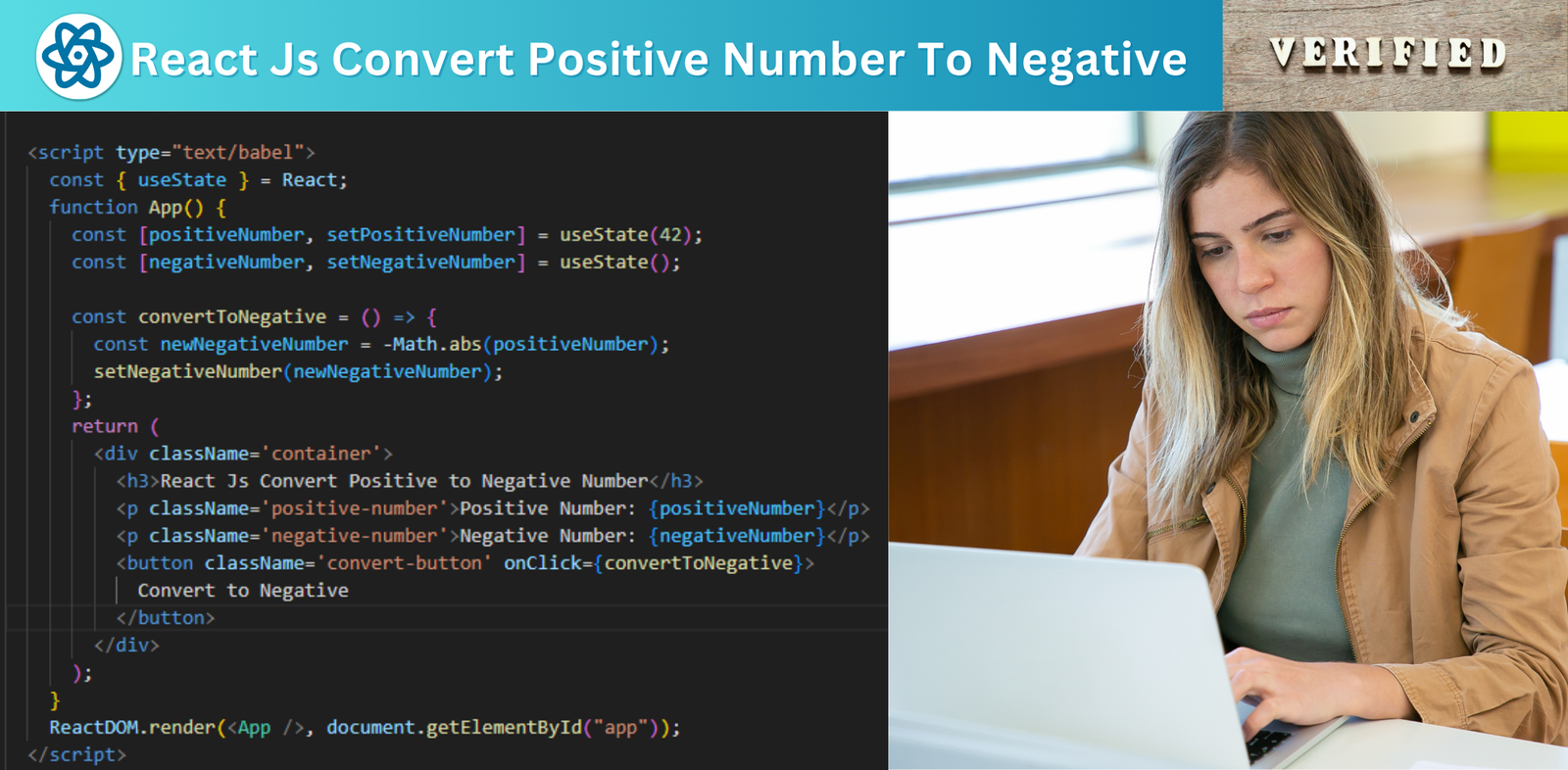 React Js Convert Positive Number to Negative
