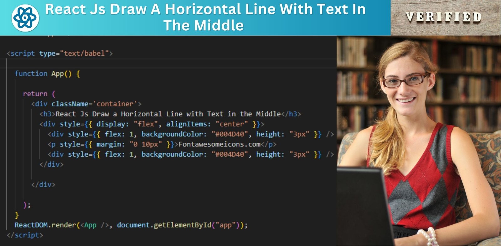 React Js Draw a Horizontal Line with Text in the Middle