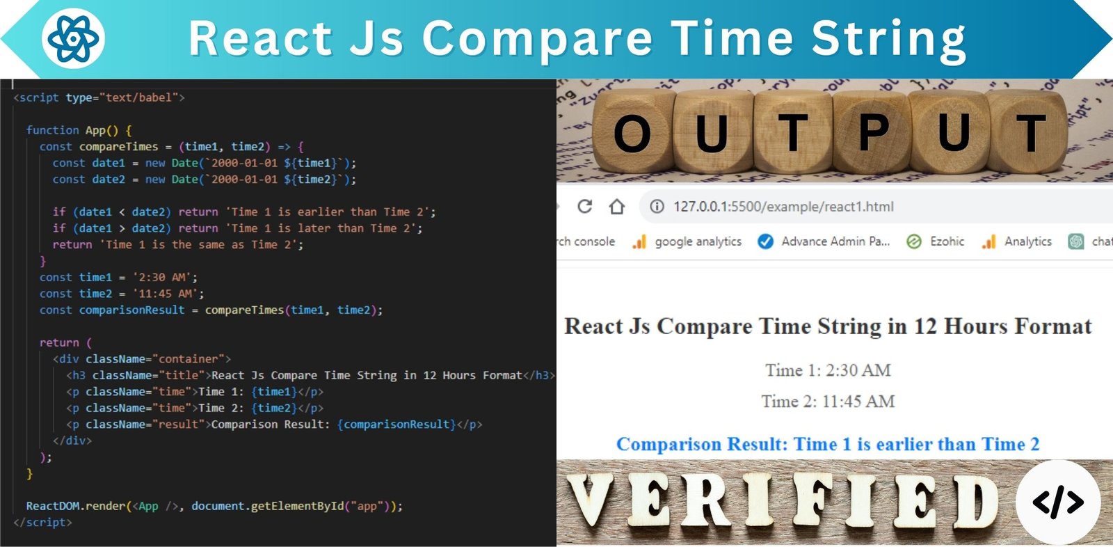 React Js Compare Time String 