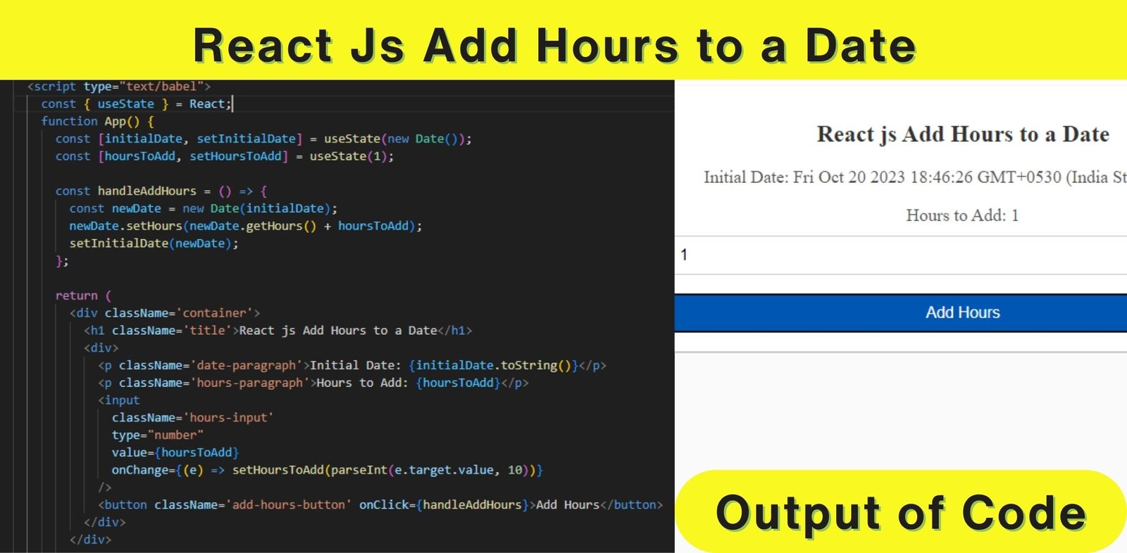 React Js Add Hours to a Date