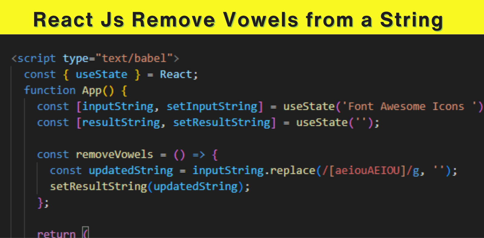 React Js Remove Vowels from a String 