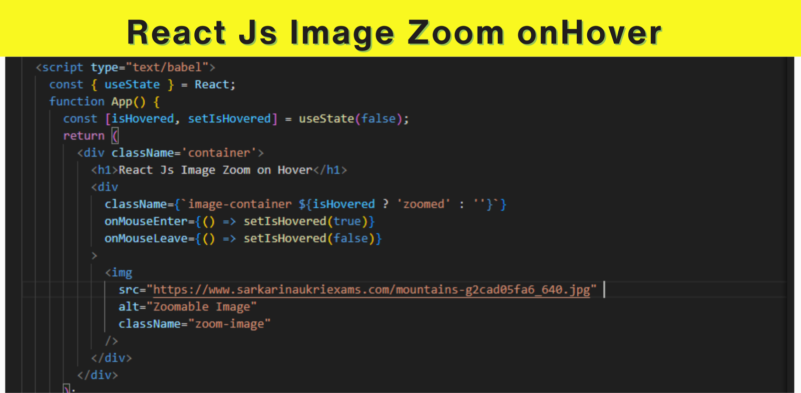 React Js Image Zoom on Hover