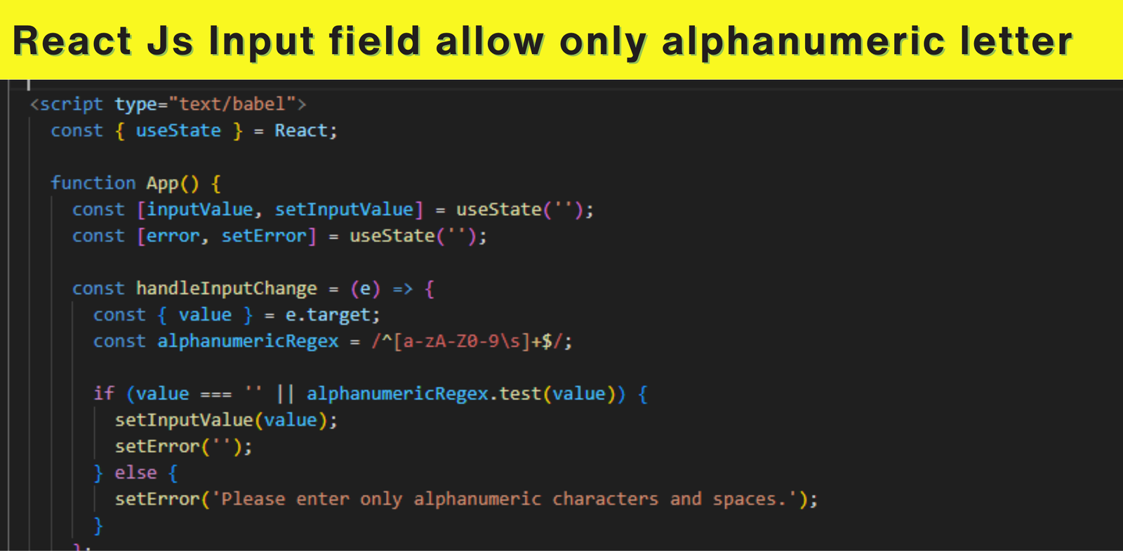 React Allow Only Alphanumeric Character