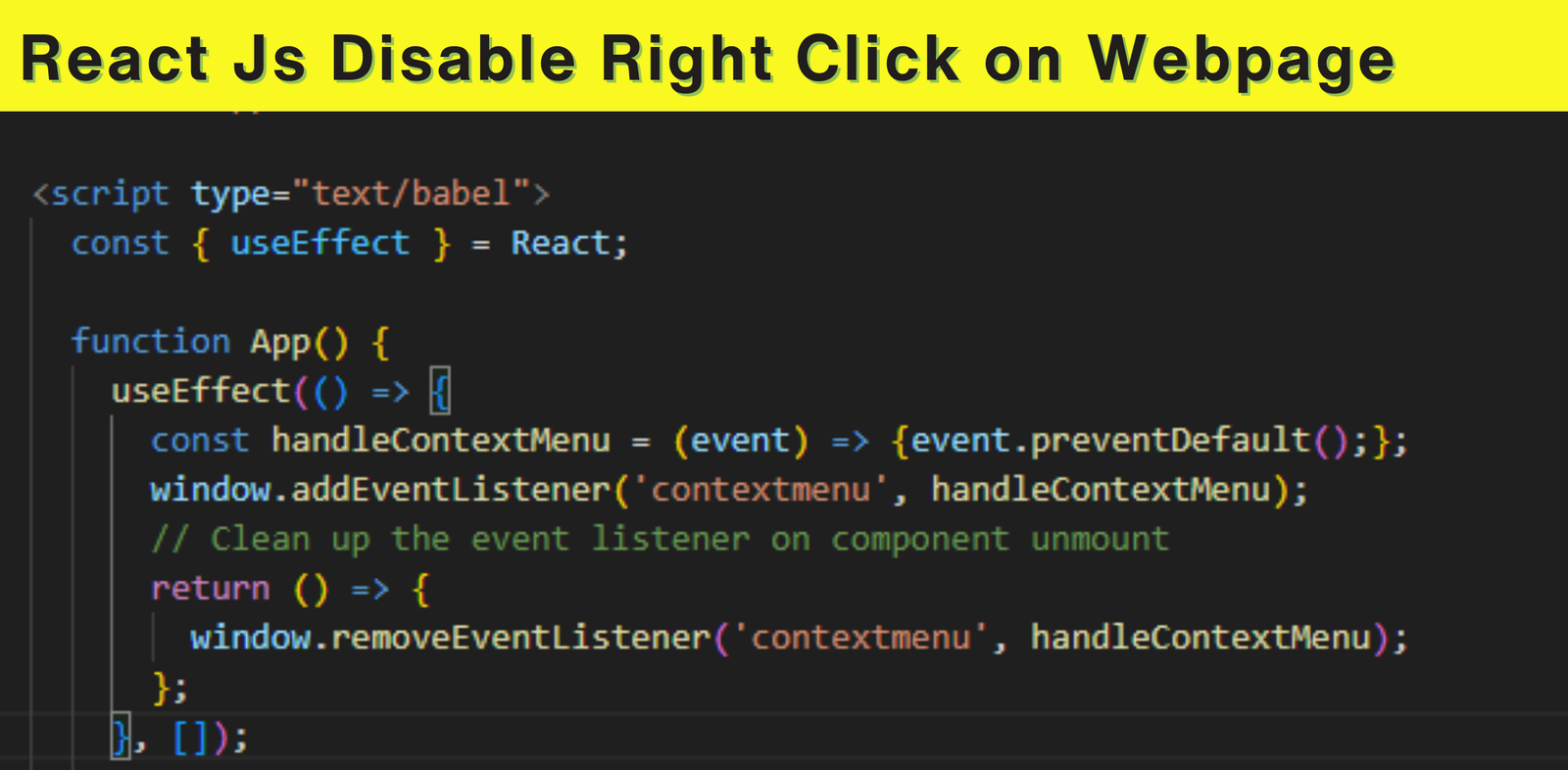 React Js Disable Right Click on Webpage