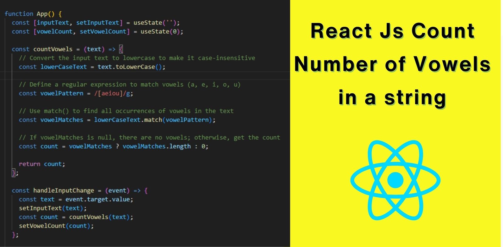 React Js Count Number of Vowels in a string