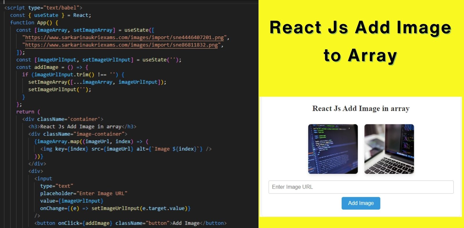 React Js Add Image to Array