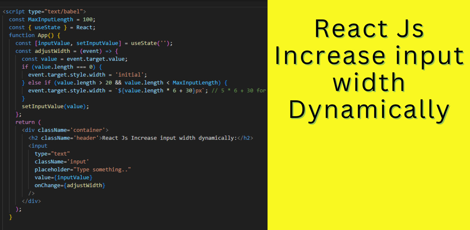React Js Increase input width Dynamically